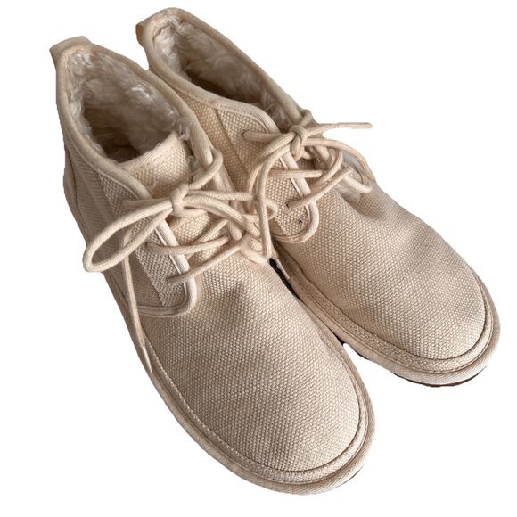 UGG Men's Neumel Canvas II Wool Lined Chukka Lace Up Boots in White Cap Size 11 - Picture 3 of 10